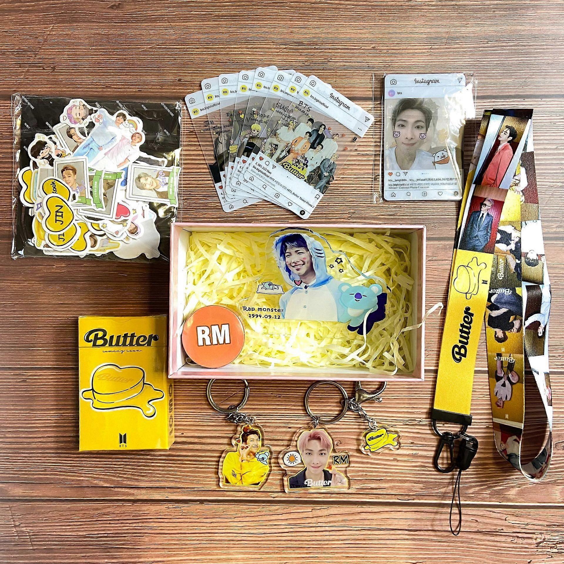 BTS butter RM personal peripheral support gift package postcard lanyard keychain sticker gift box set