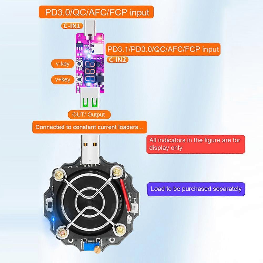 PD3.1 28V Quick ReCharge Trigger Automatic Digital Display Voltage Meter Ammeter Voltage Current Detector Board