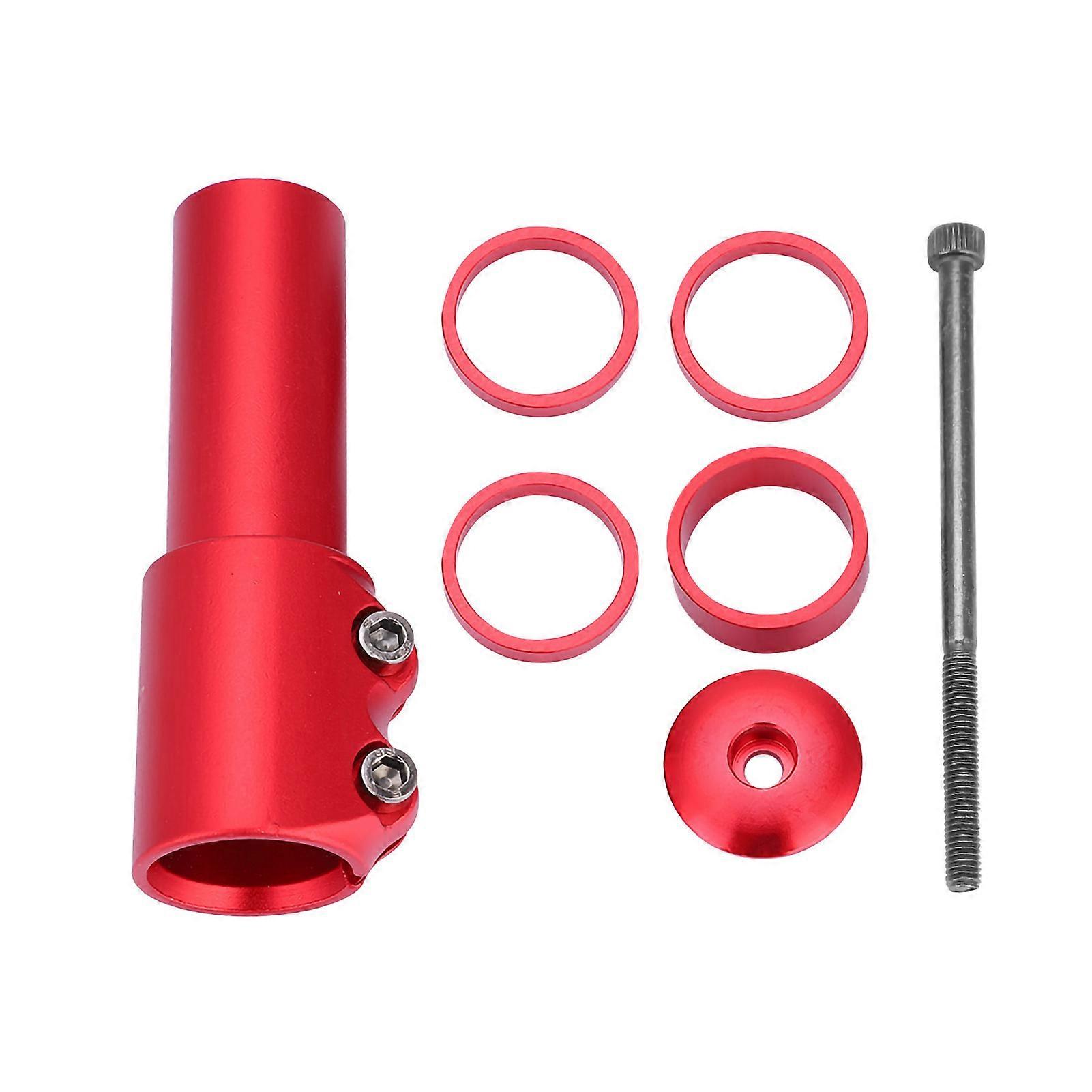 Bicycle Mountain Bike Handlebar Fork Stem Riser Rise Up Extender Extension Adaptor Parts (Red)