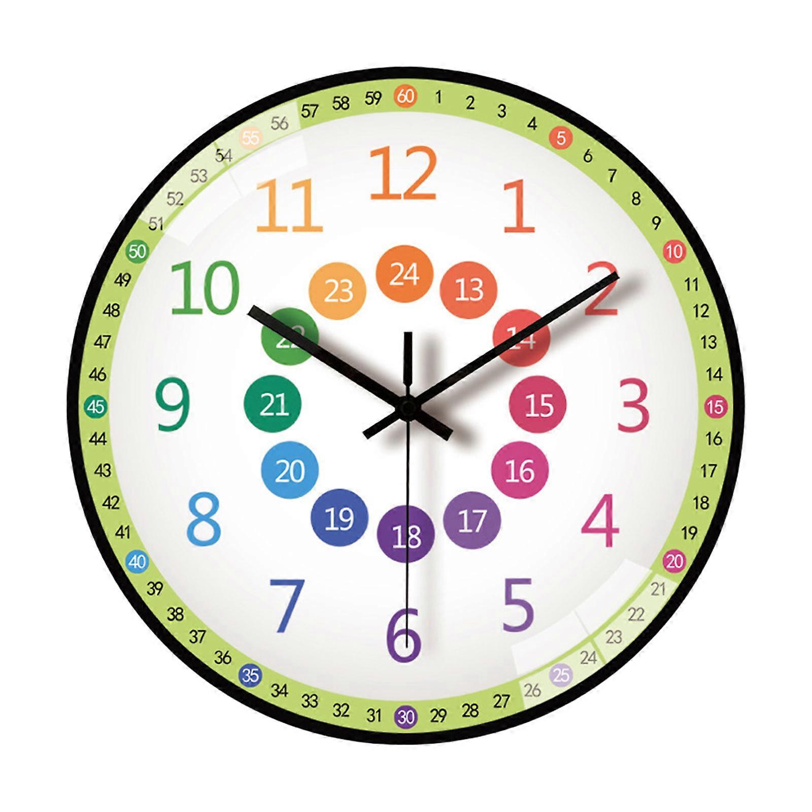 8Inch Kids Wall Clock Early Learning Time Management Quiet Telling Time Teaching Clock For Bedrooms Classrooms