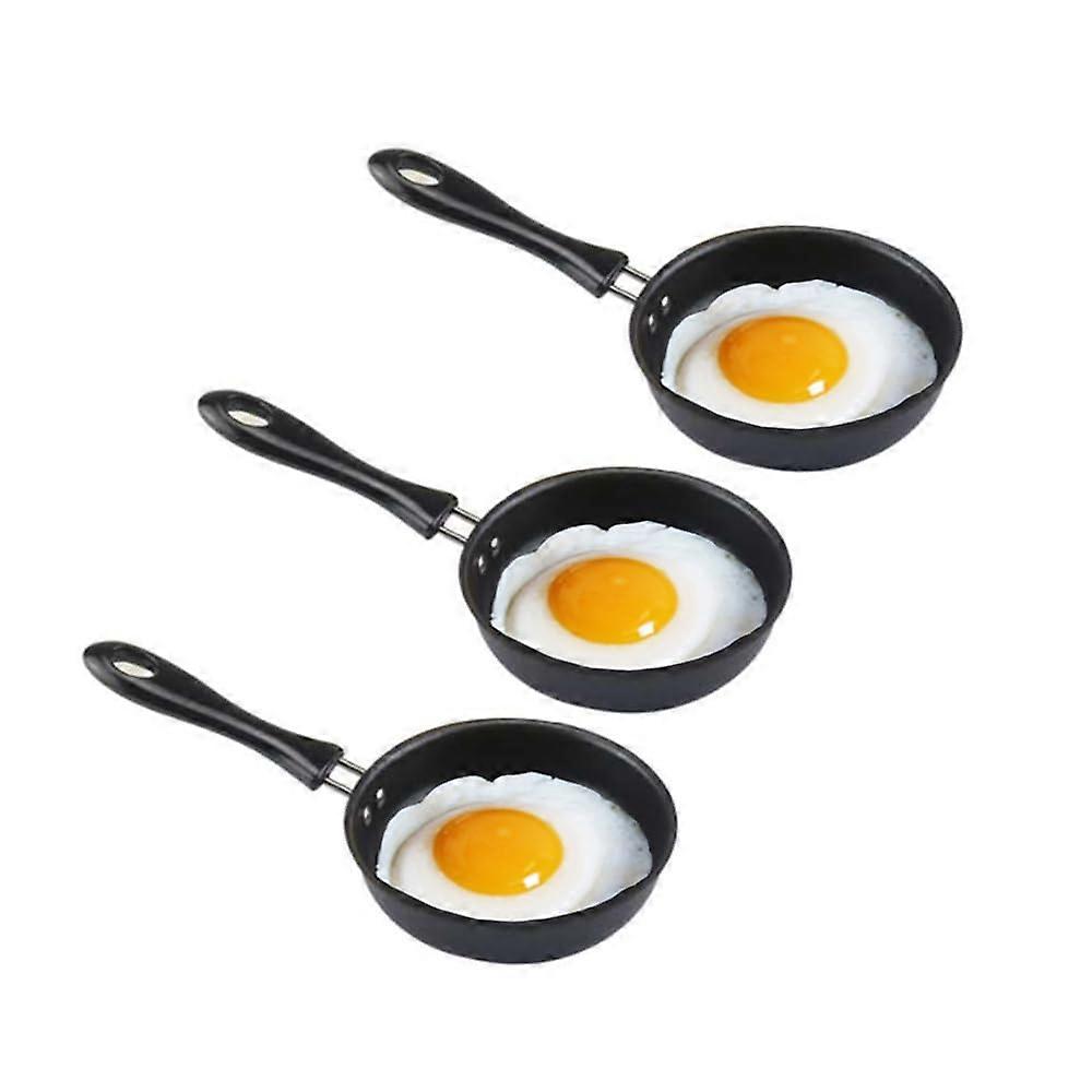 Mini Egg Frying Pan 4.7-Inch Non-Stick Cast Iron Skillet with Bakelite Handle, Compatible with All Stoves, 3-Pack