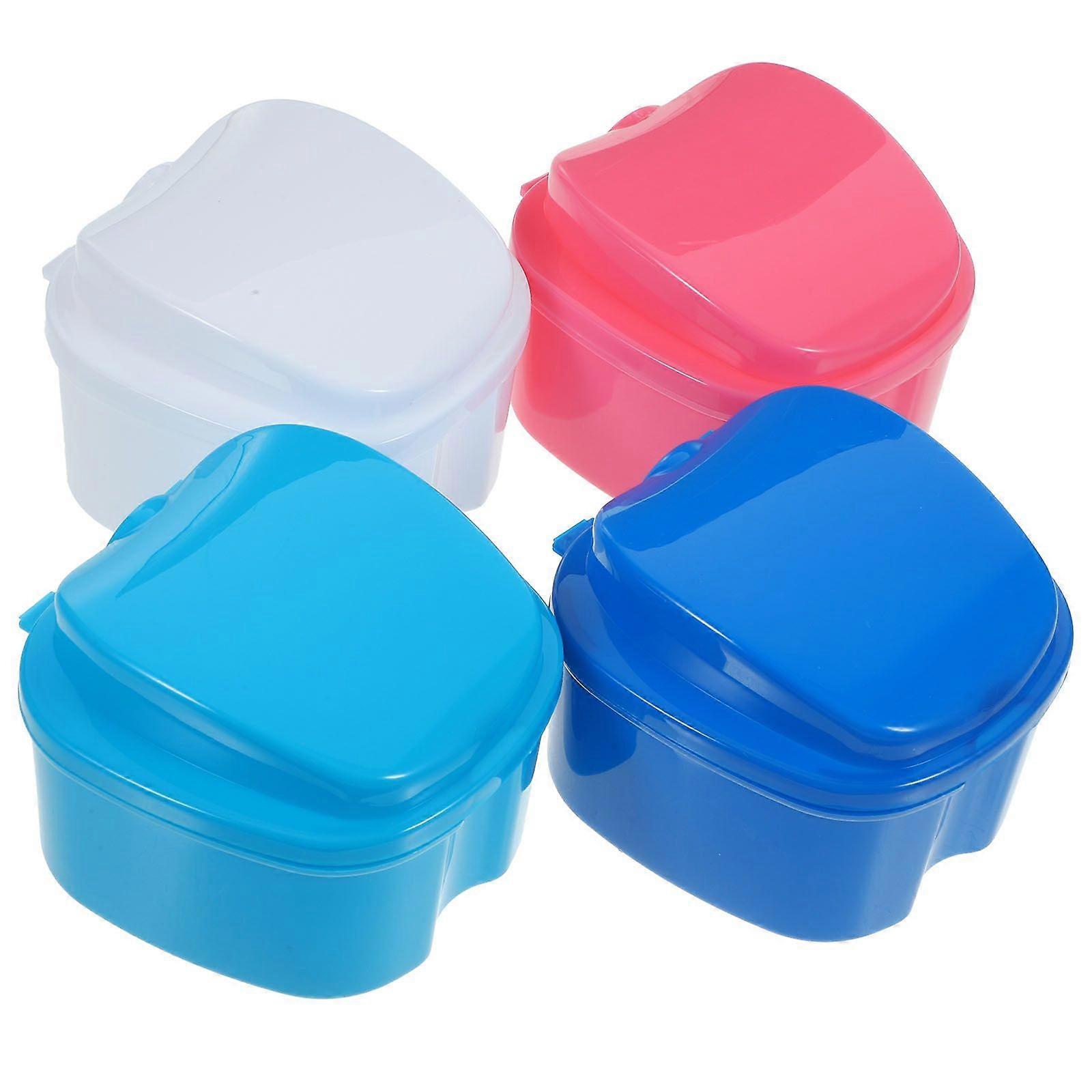 4Pcs Household Retainer Cases Convenient Denture Boxes Daily Use Denture Containers