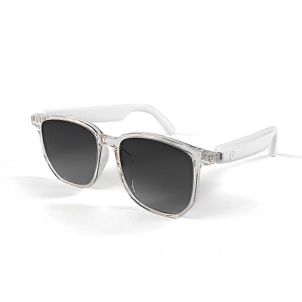 Bluetooth Sunglasses, Smart Bluetooth Glasses for Women,Voice Control,Open Ear Style, Listen Music and Calls (Black Lens With White Frame)