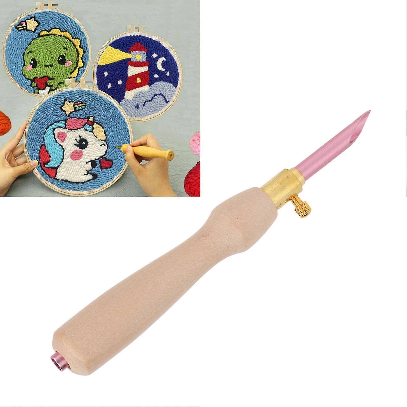 Punch Needle Kit Easy Interchangeable Pinhead Wooden Handle DIY Making Adjustable Punch Needle