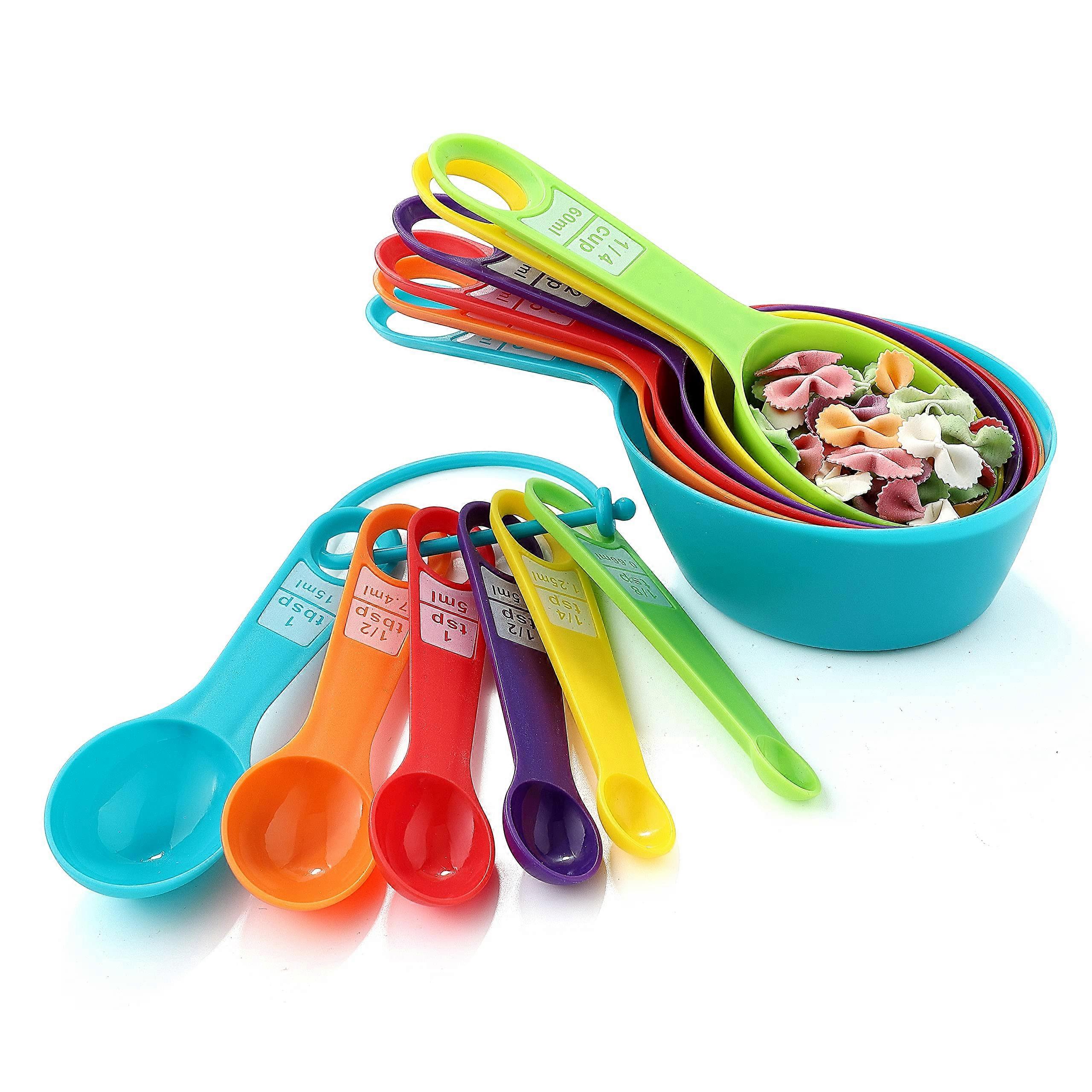 12 pieces of measurement containers, small cook colored measuring containers and spoon set