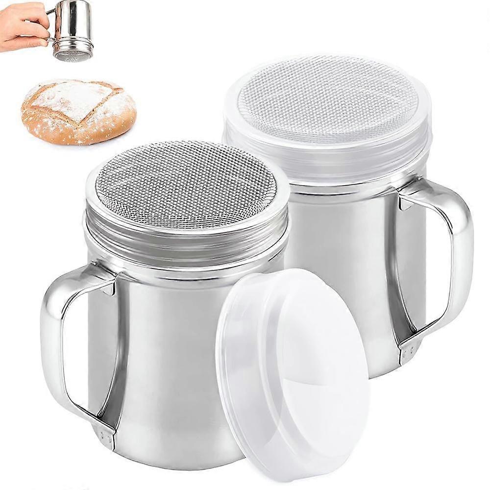 2Pcs Powdered Sugar Shaker Duster With Handle Cinnamon Shaker For Coffee Bar