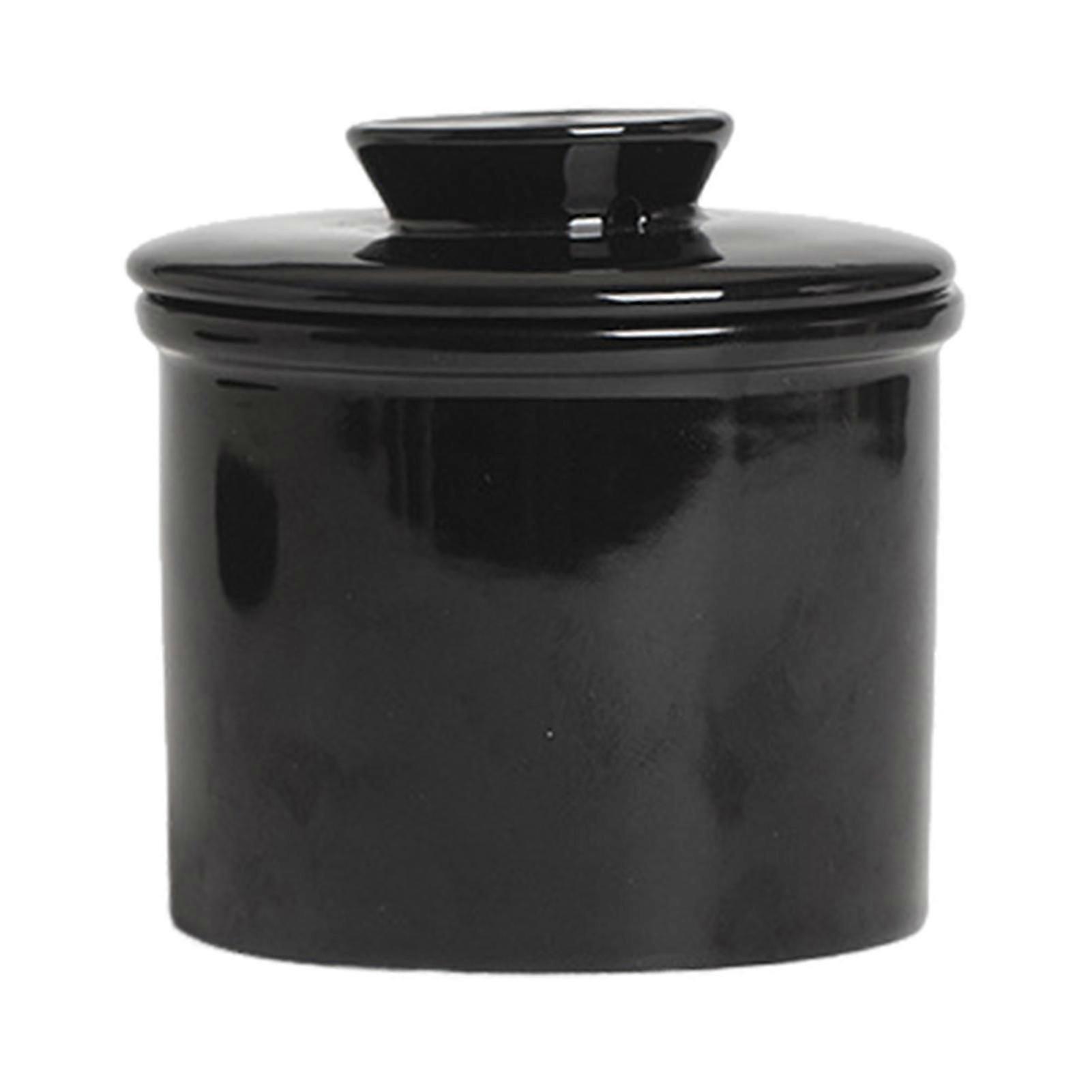 French Butter Crock Ceramic Jar with Sealed Lid Solid Color Design Durable Butter Keeper for Kitchen Multifunctional Storage Jar for Jam Nuts