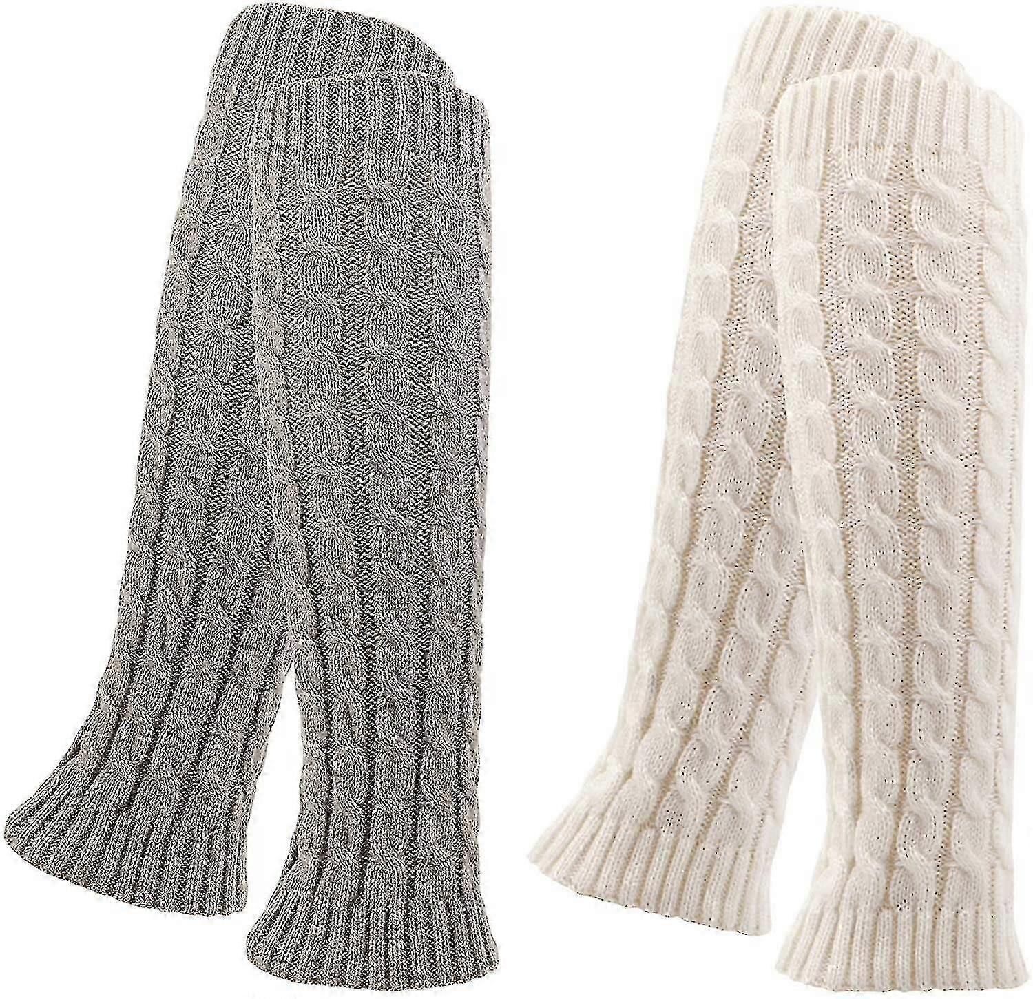 2 paar damesleggings, beenwarmers (2 stuks, wit, grijs)
