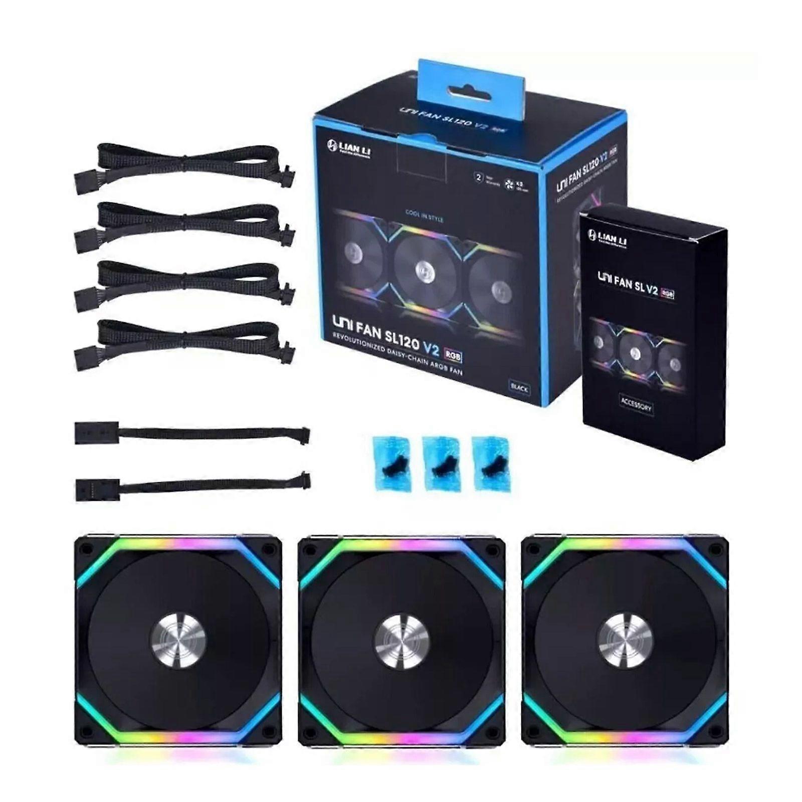 Lian Li UNI FAN SL120 V2 120mm Case Fan - Preto (Pacote com 3)