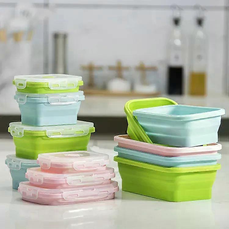 4 גדלים מיכל מזון סיליקון מתקפל מיכלי בנטו ניידים קופסת אוכל Microware מטבח חיצוני אחסון מזון