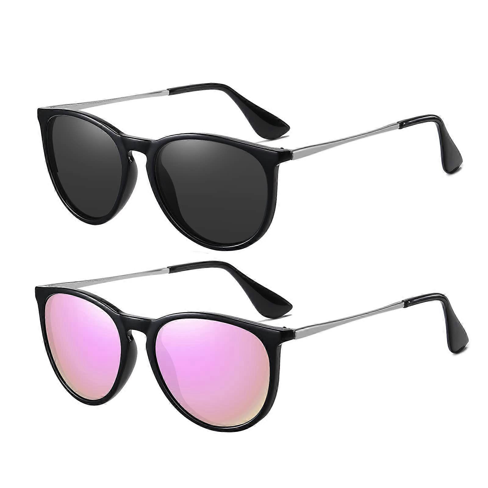 Sunglasses Ladies Men Retro Polarizers, 2PCS