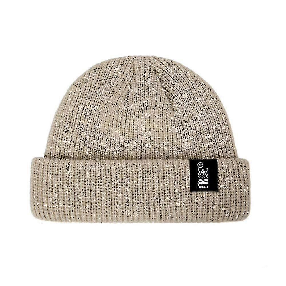 Men Knitted Beanie Solid Color Winter Hat Skullcap