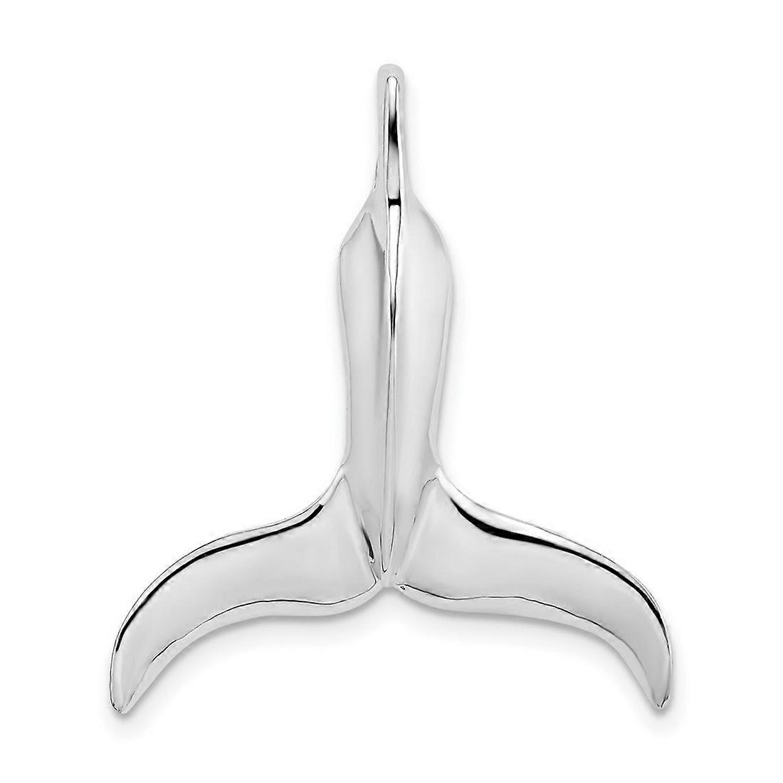 25.5mm 925 Sterling Silver Rhodium Plated Polished 3d Whale Tail Pendant Necklace-Pendant for Women
