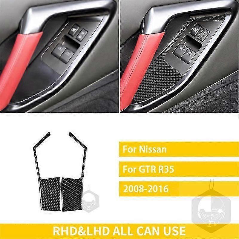 متوافق مع نيسان GTR R35 2008-2016 اكسسوارات ألياف الكربون قفل الباب التبديل زر الإطار غطاء ملصق تقليم مجموعة ملصقات
