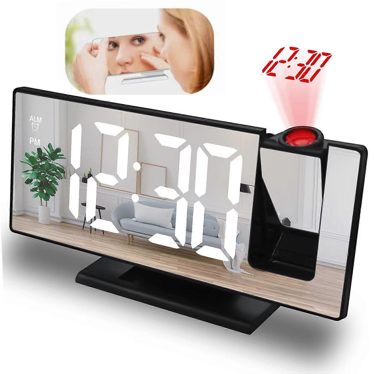 LED digital alarm clock mirror for bedroom with 7.8" display, stylish and functional design
