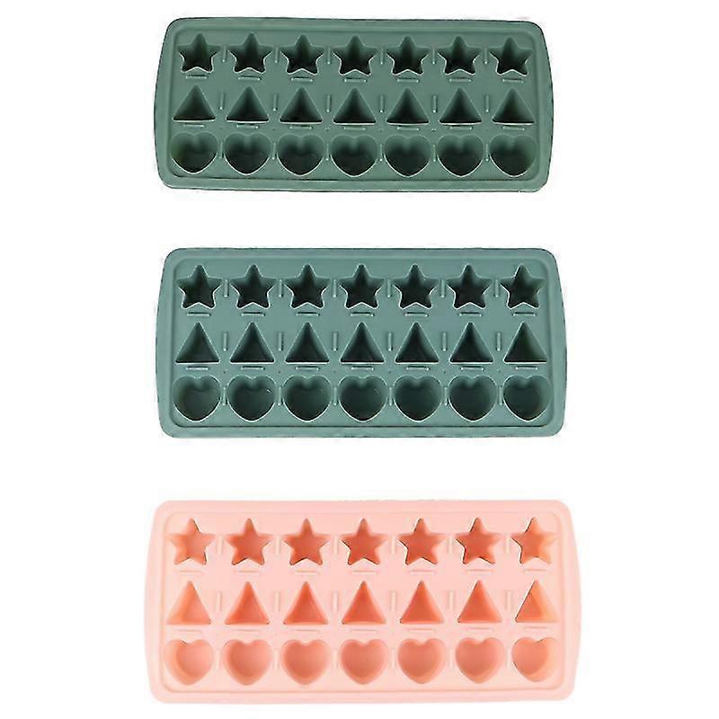 3pcs Creative Star Ice Mold Silicone Ice Box Delicate Ice Mold Ice Maker Ice Making Mold Heart Triangle Ice Grid For Home Shop Kitchen Bar (apricot Pi