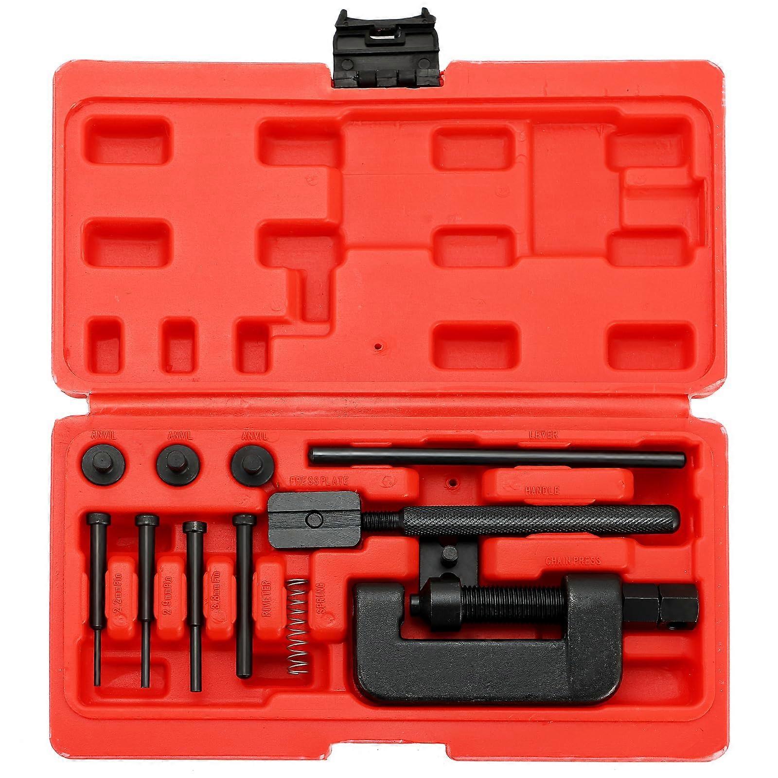 13PCS Chain Breaker Tool Kit | Universal Chain Cutter and Riveter Set for ATV, Bicycle, Motorcycle Maintenance