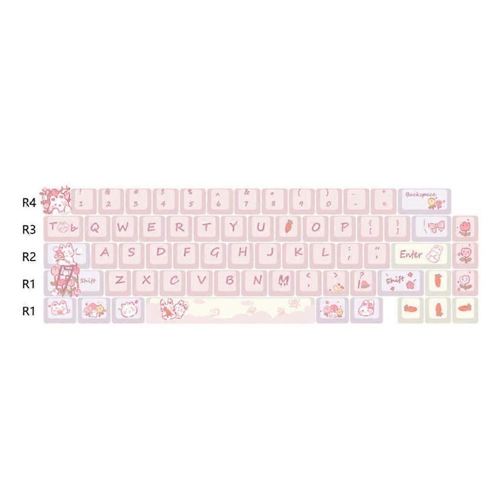 Keycap Keyboard Pink 66 Keys Rabbit Theme Sided Heat Sublimation Switch Fit Keyboards & Keypads