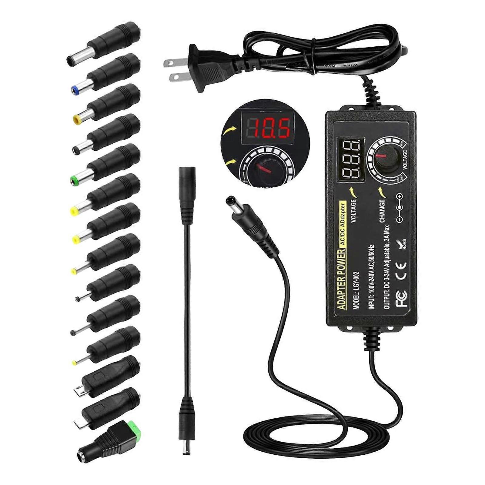 Ayarlanabilir Güç Kaynağı Adaptörü 3V-24V Değişken Evrensel Anahtarlama Adaptörü Universals 100V-240V Güç Adaptörü Dönüştürücü