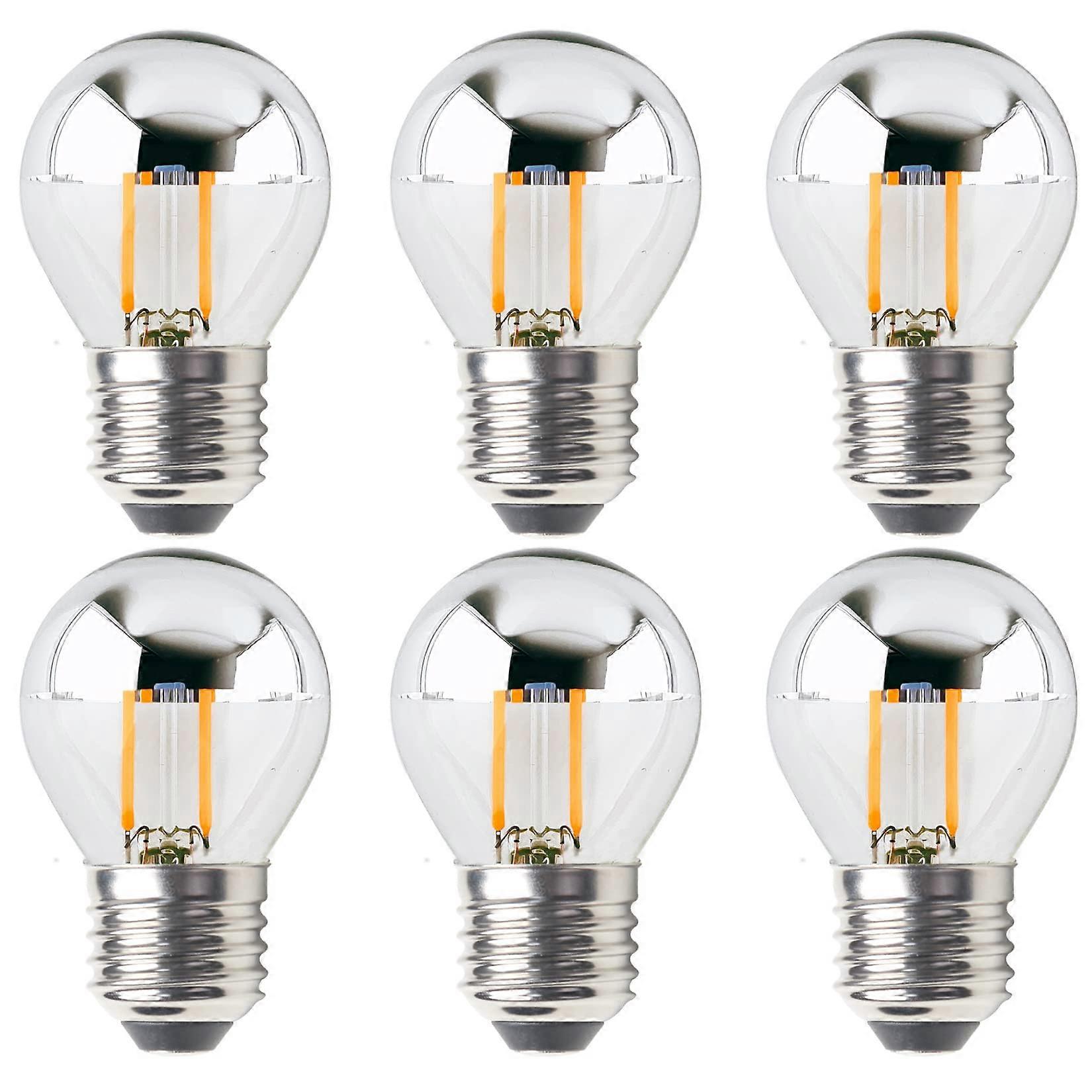 2W G45 Half Chrome Light Bulb Dimmable G45 Silver Mirror Reflected Light 20W Equivalent