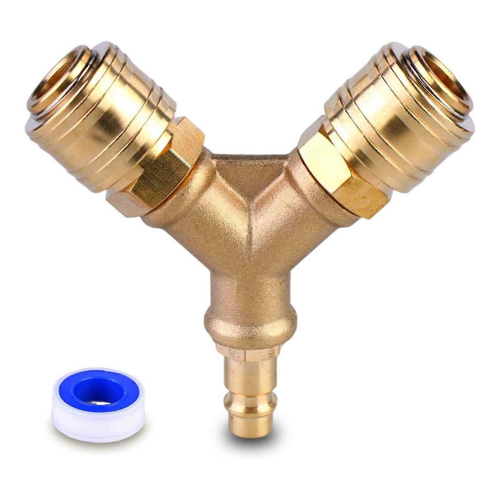 3 Way Air Compressor Fittings Y Connector Splitter Thread Quick Release Coupler for Air Lines Air Tools Compressors Multicolor