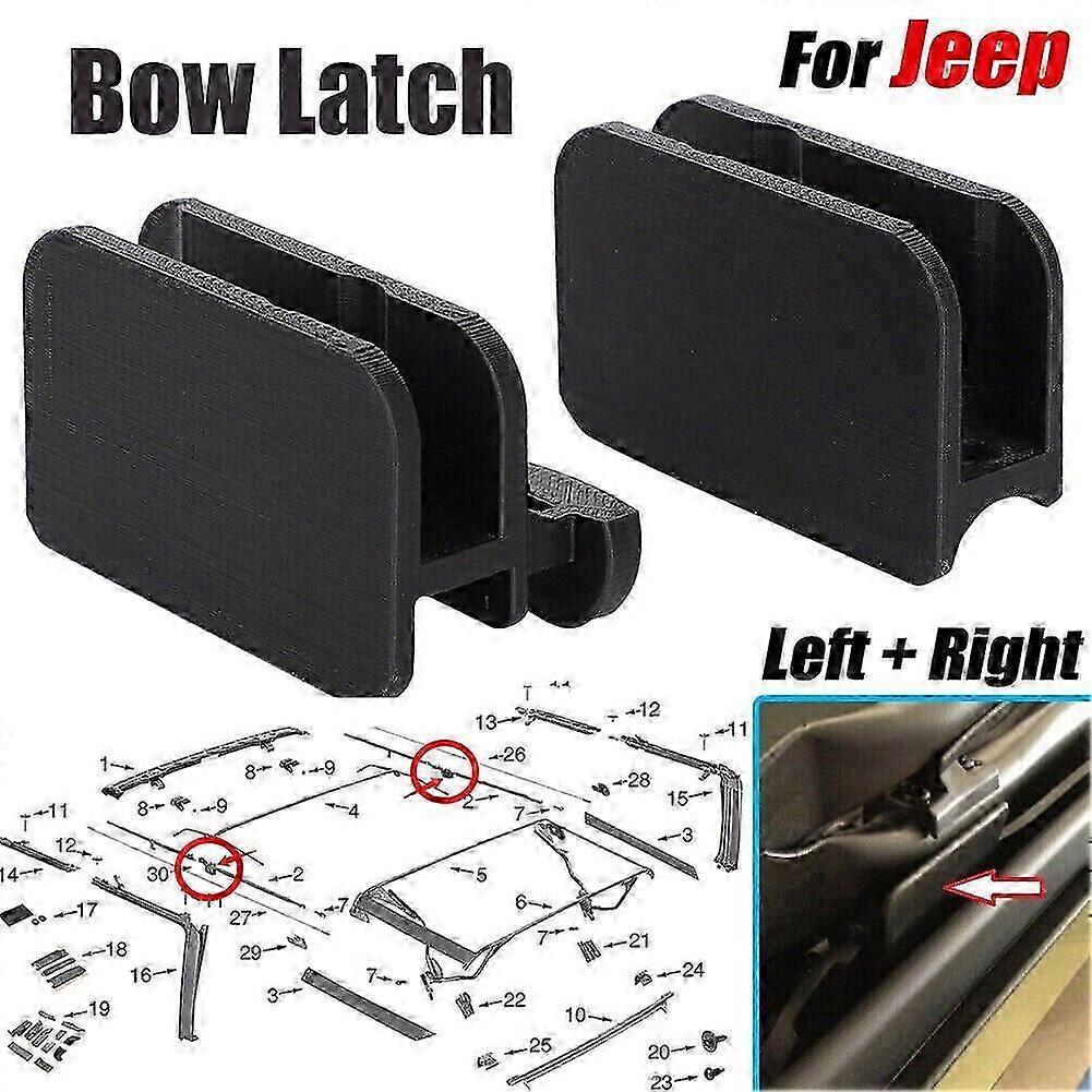 2pcs For Jeep Sunrider Soft Top Front Side - Bow Latch Replacement Kit Both Sides Black