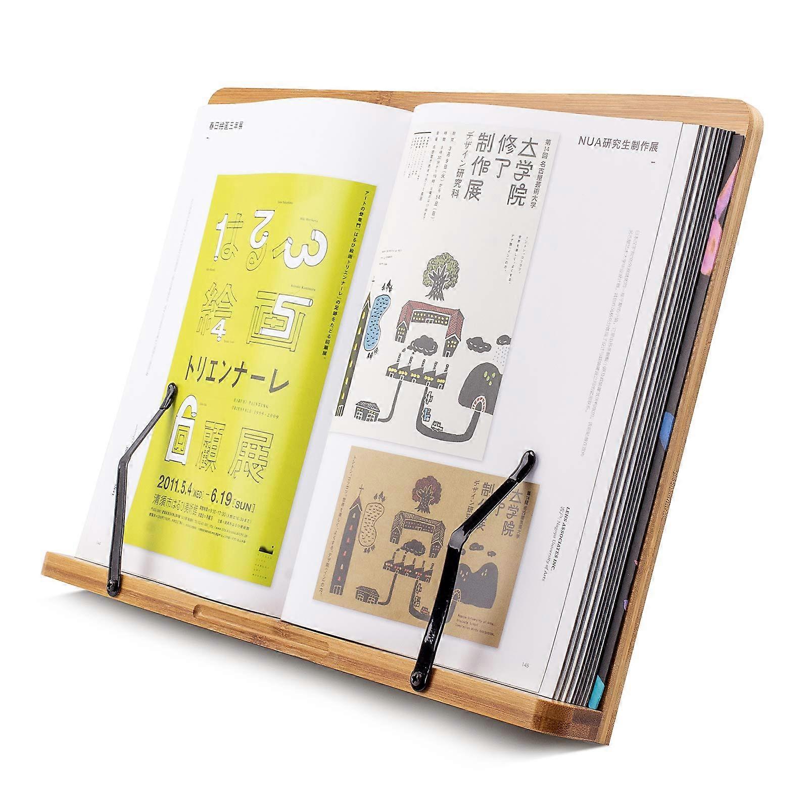 Large A Bamboo Book Stand for Textbooks,Cookbook,Laptop,iPad,Tablet