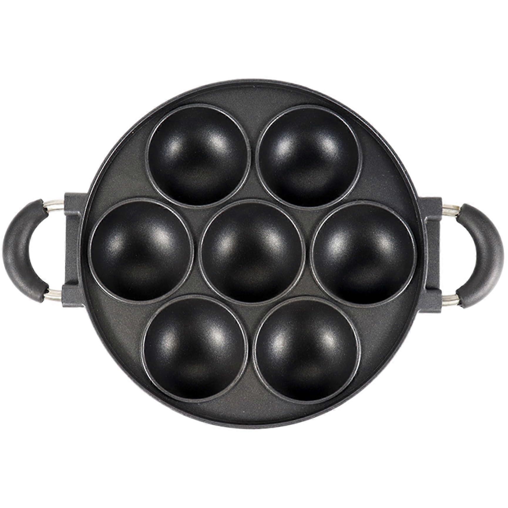 Cast Iron Aebleskiver Pan 7Hole Takoyaki Pan Aluminium Round Alloy Ebelskiver Pan with AntiScald