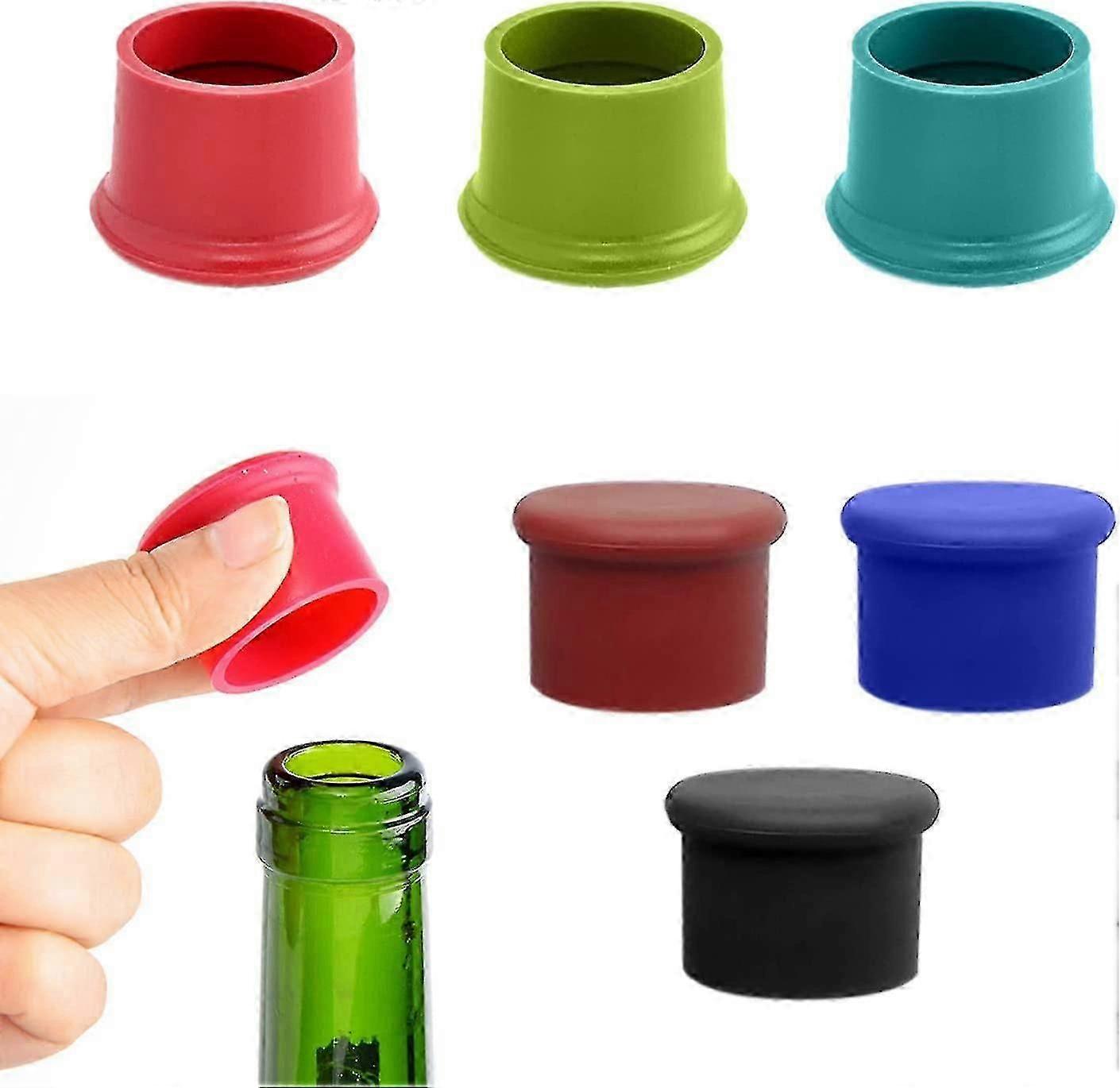 6 أغطية زجاجات سيليكون ، أغطية زجاجات النبيذ / إغلاق البيرة ، قابلة لإعادة الاستخدام ، للنبيذ ، الشمبانيا ، البيرة ، المشروبات الغازية ، الحفاظ عليها طازجة عن طريق الختم