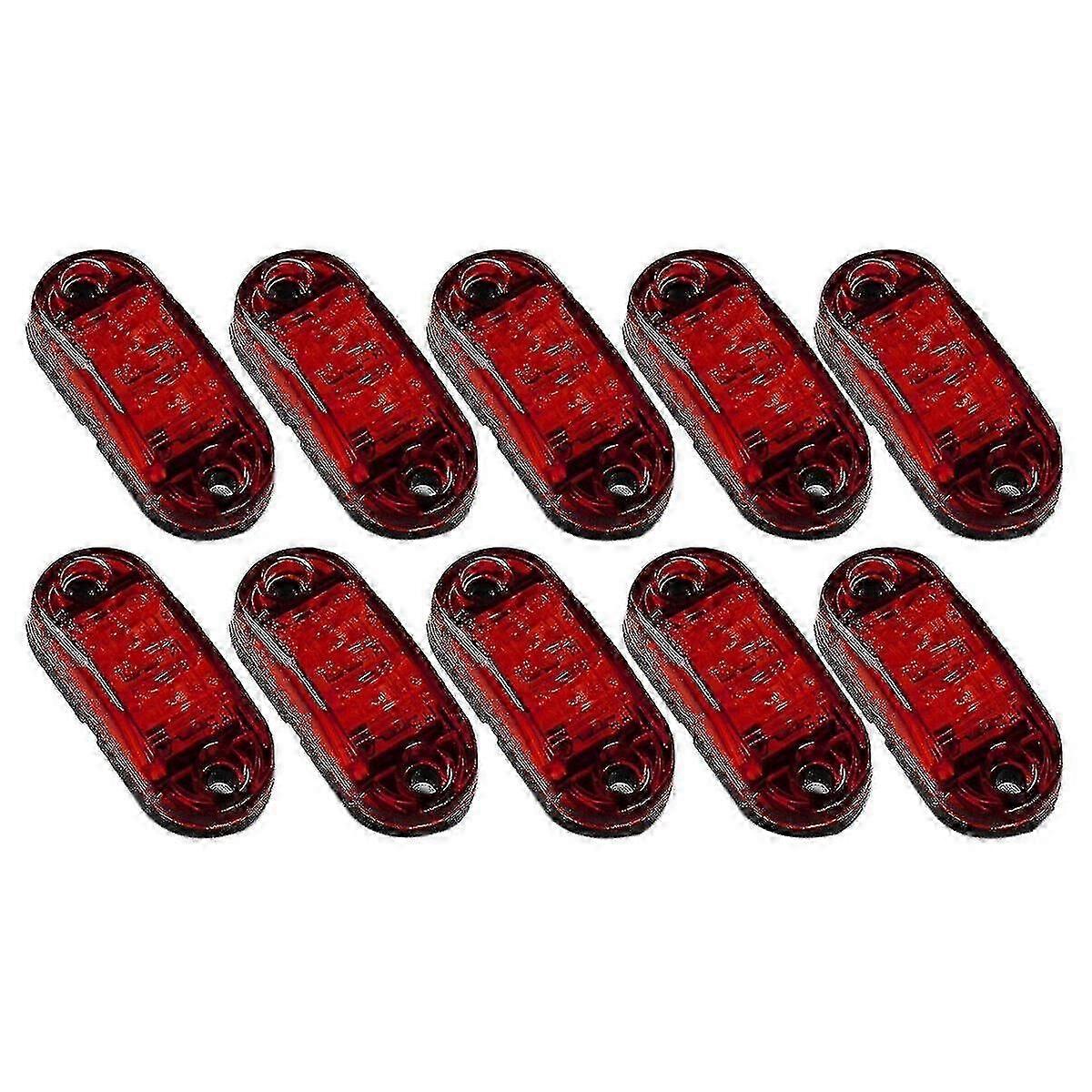 10x赤色LED 2.5インチ2ダイオードライトオーバルトレーラートラックサイドマーカーランプボリス