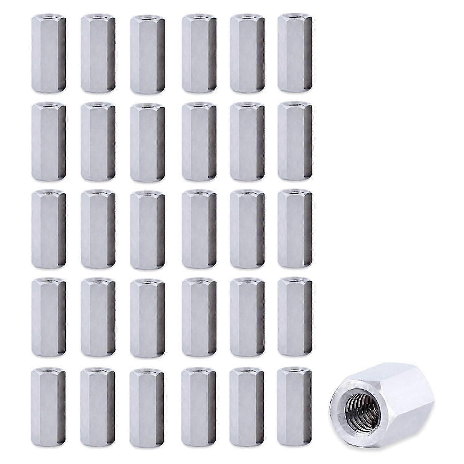 Long Hex Coupling Nuts Carbon Steel Threaded Rod 30pcs (M8*12*25)
