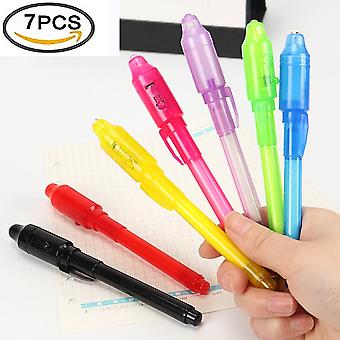 UV Light Pen Set of 7, Invisible Ink Pen Maker, Kids Spy Message