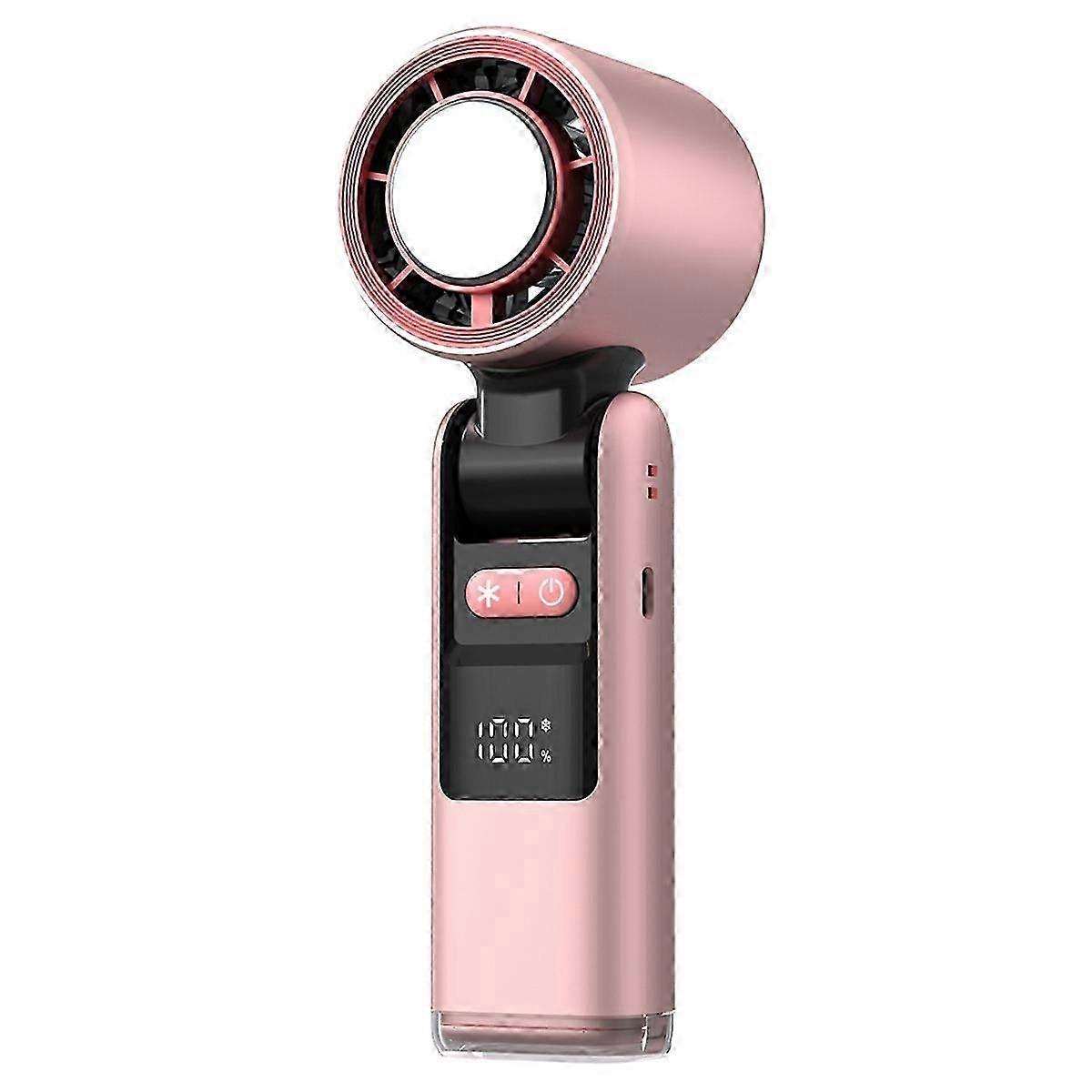 Adjustable Speed Digital Display Portable Handheld USB-Charging Fan with Night Light, Foldable Design, High Speed