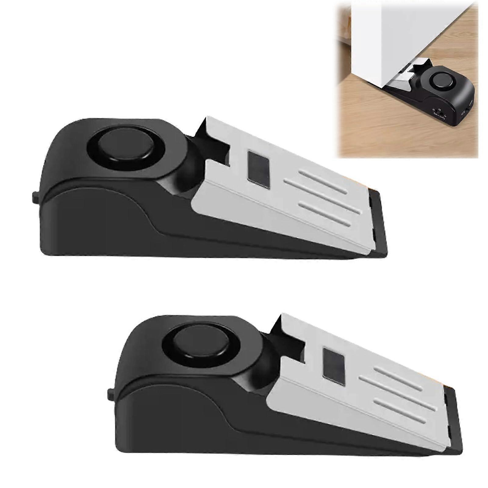 Door Stop Alarm 2-Pack Portable 120 dB Loud Wedge Entrance Alarm With Non-Slip Rubber Door Stopper Anti-Theft Protection
