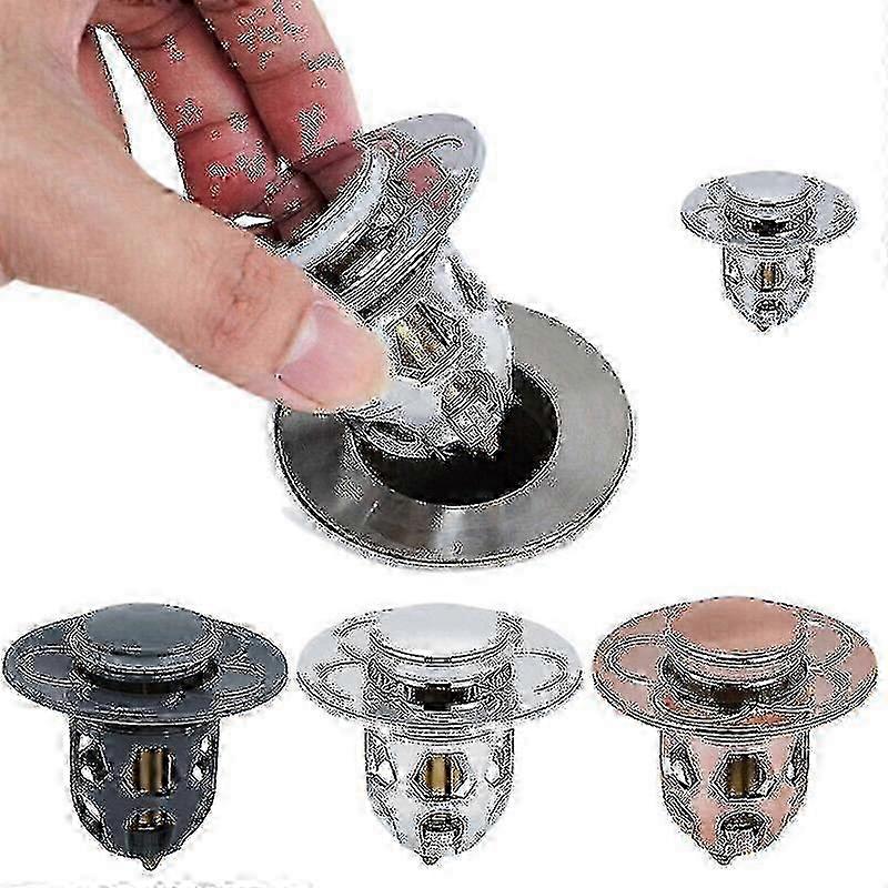 Universal Gray Bathroom Sink Stopper Pop Up Drain Filter Plug