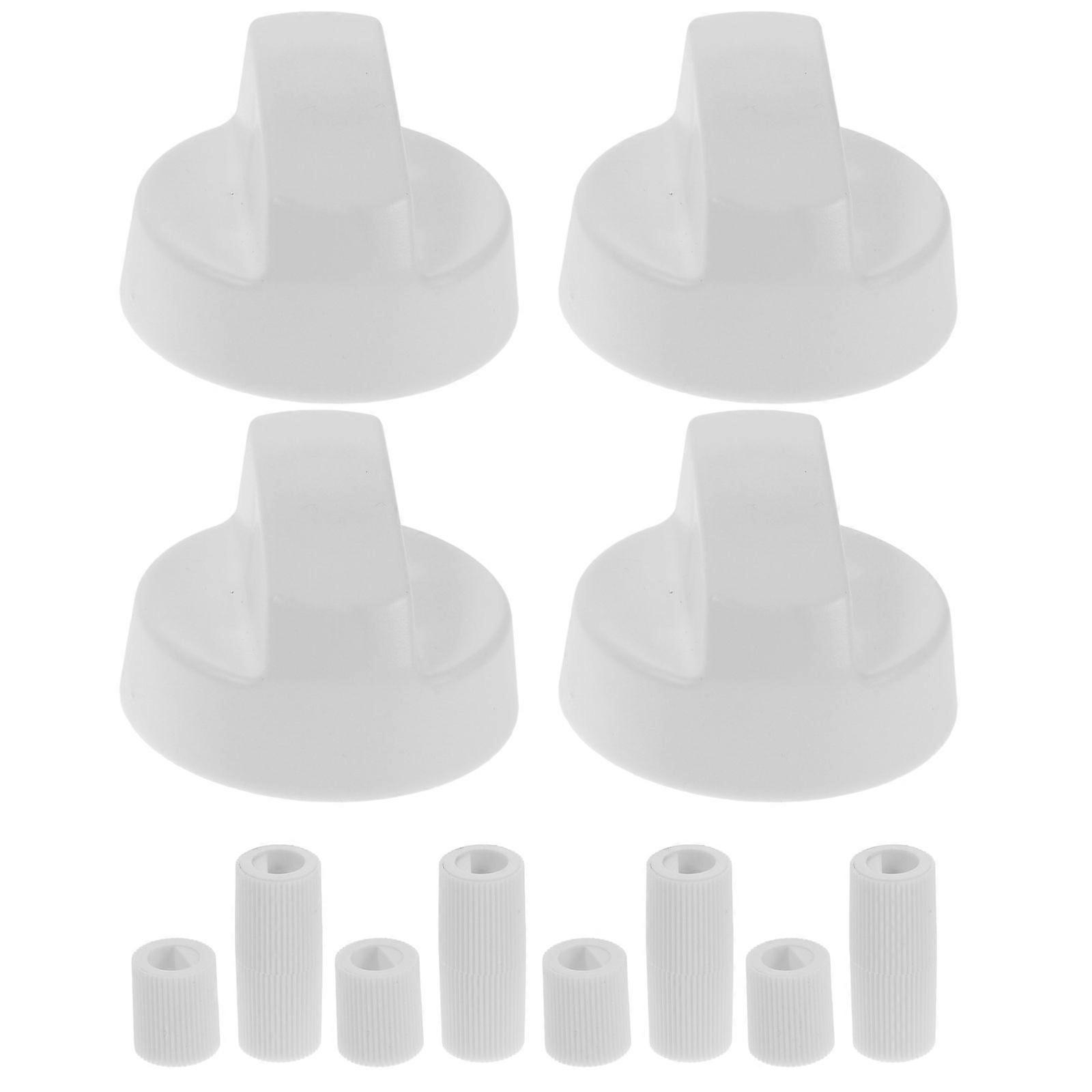 4 Pack Universal Control Knobs With 12 Adapters Plastic Stove Knobs Replacement Parts Compatible For Oven Stove Or Ranges White