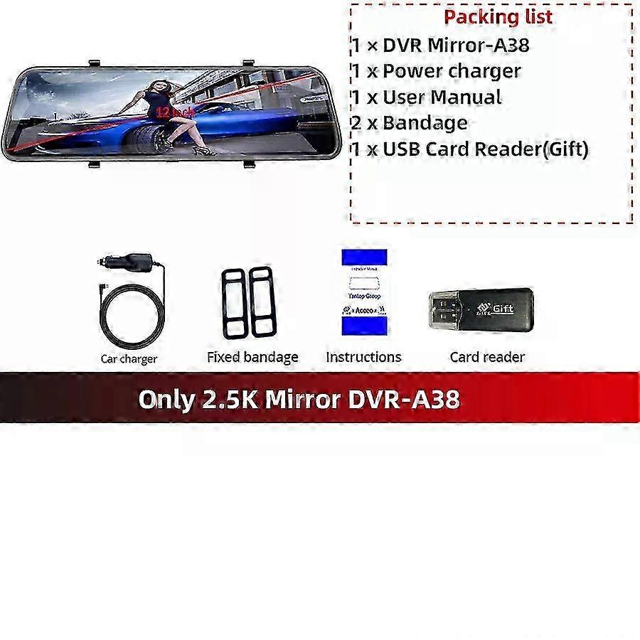 Dashcam 12 Inch Touch Screen Car Room Mirror Video Recorder Dash Cam compatible for Cars DVR With Sony RearView Camera Car Black Box 2025
