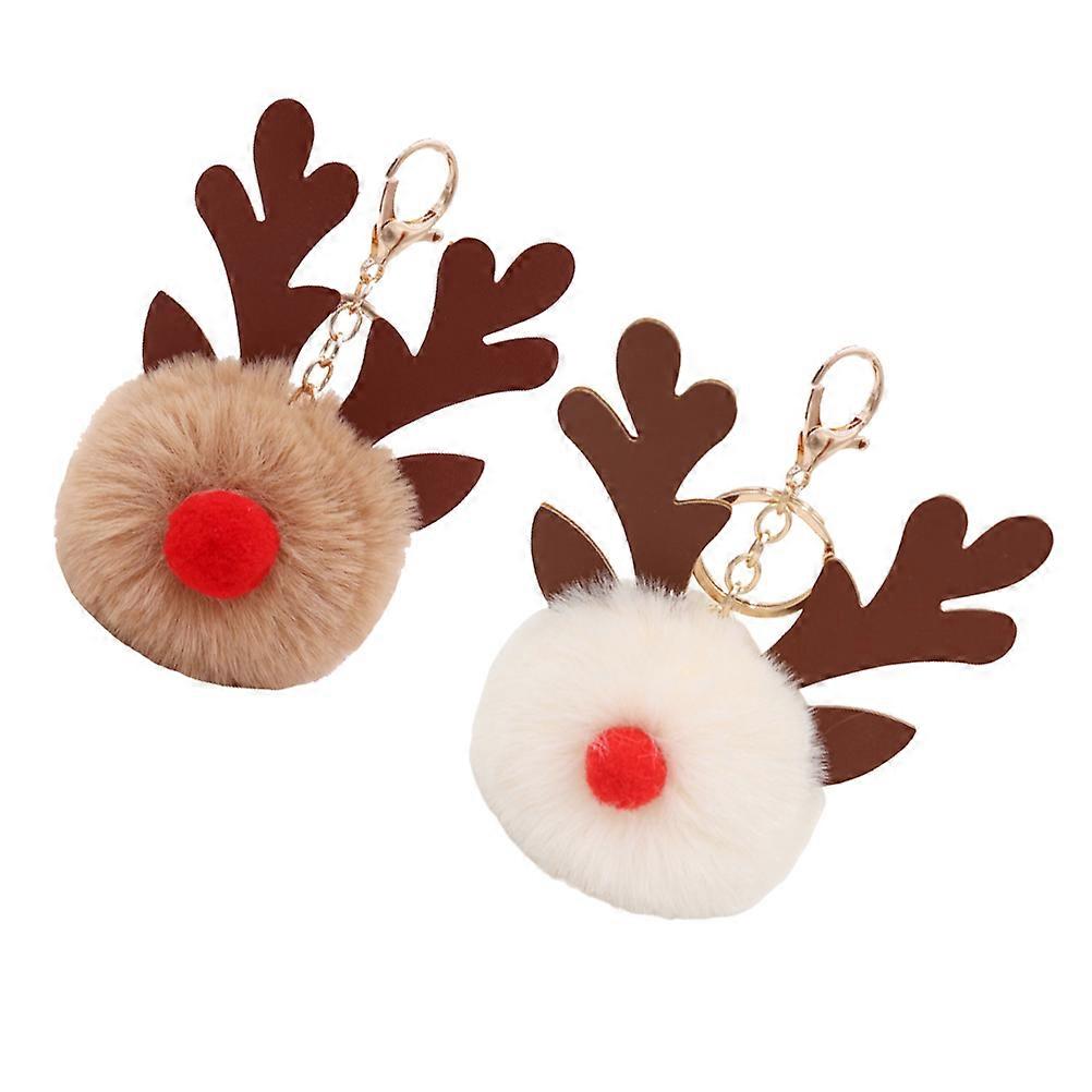 Christmas Keychain Kawaii Keyrings Gold Color Deer Pendant present Giving 2Pcs