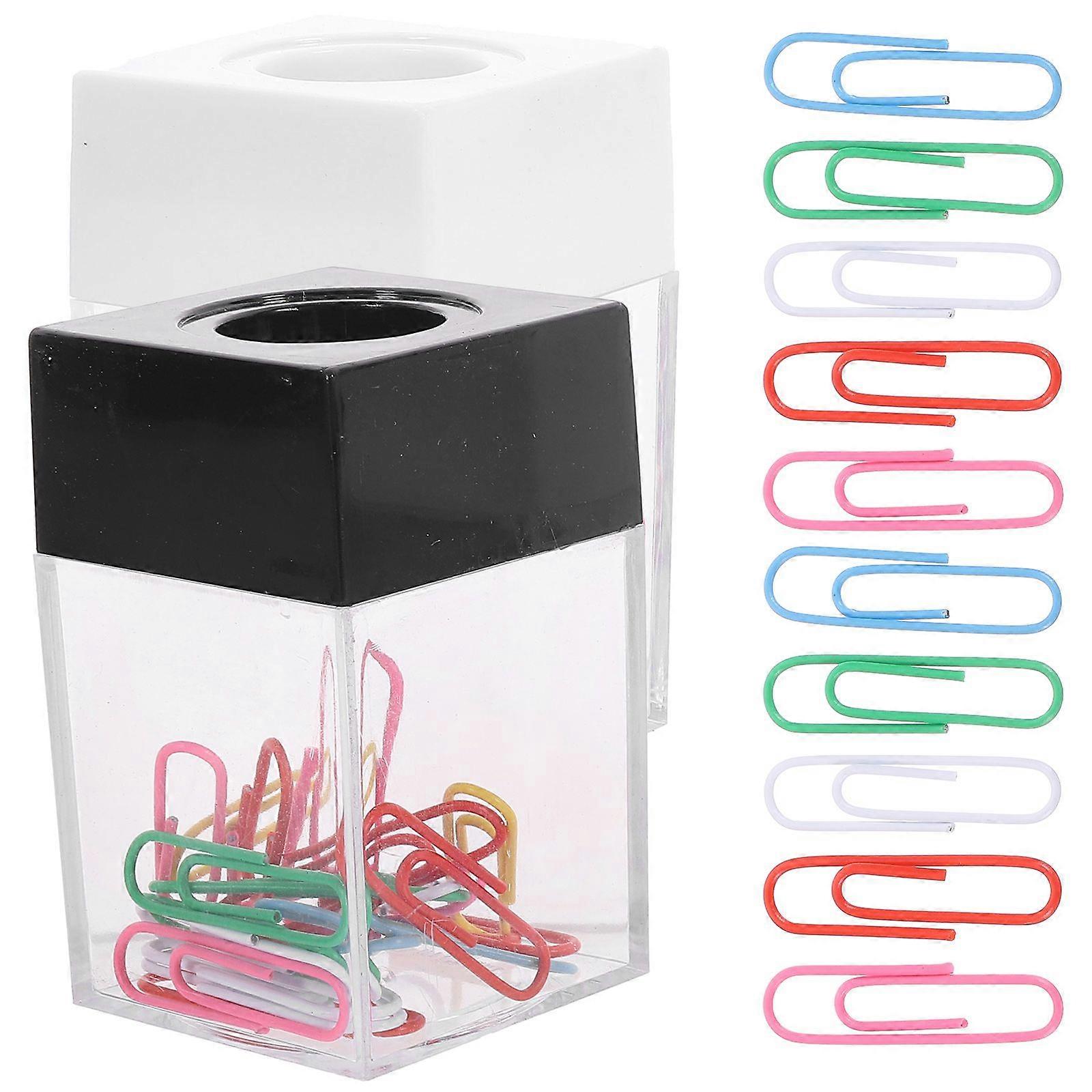 2pcs Paper Clip Holders Square Paper Clip Dispensers Portable Paper Clip Container with Magnetic Top