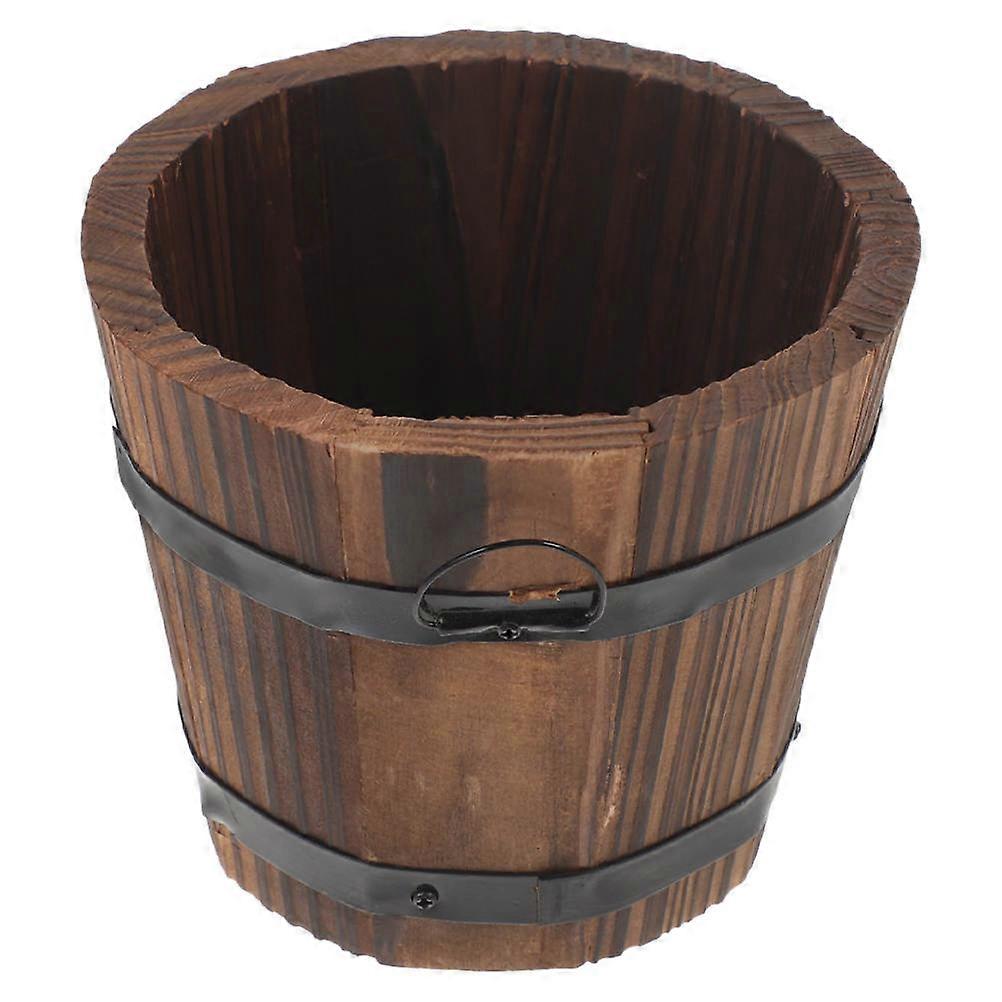 Wooden Plant Pot Barrel Flowerpot Reusable Retro Planter Holder for Gardens Vegetable Planter Box for Home Office Balcony Spaces