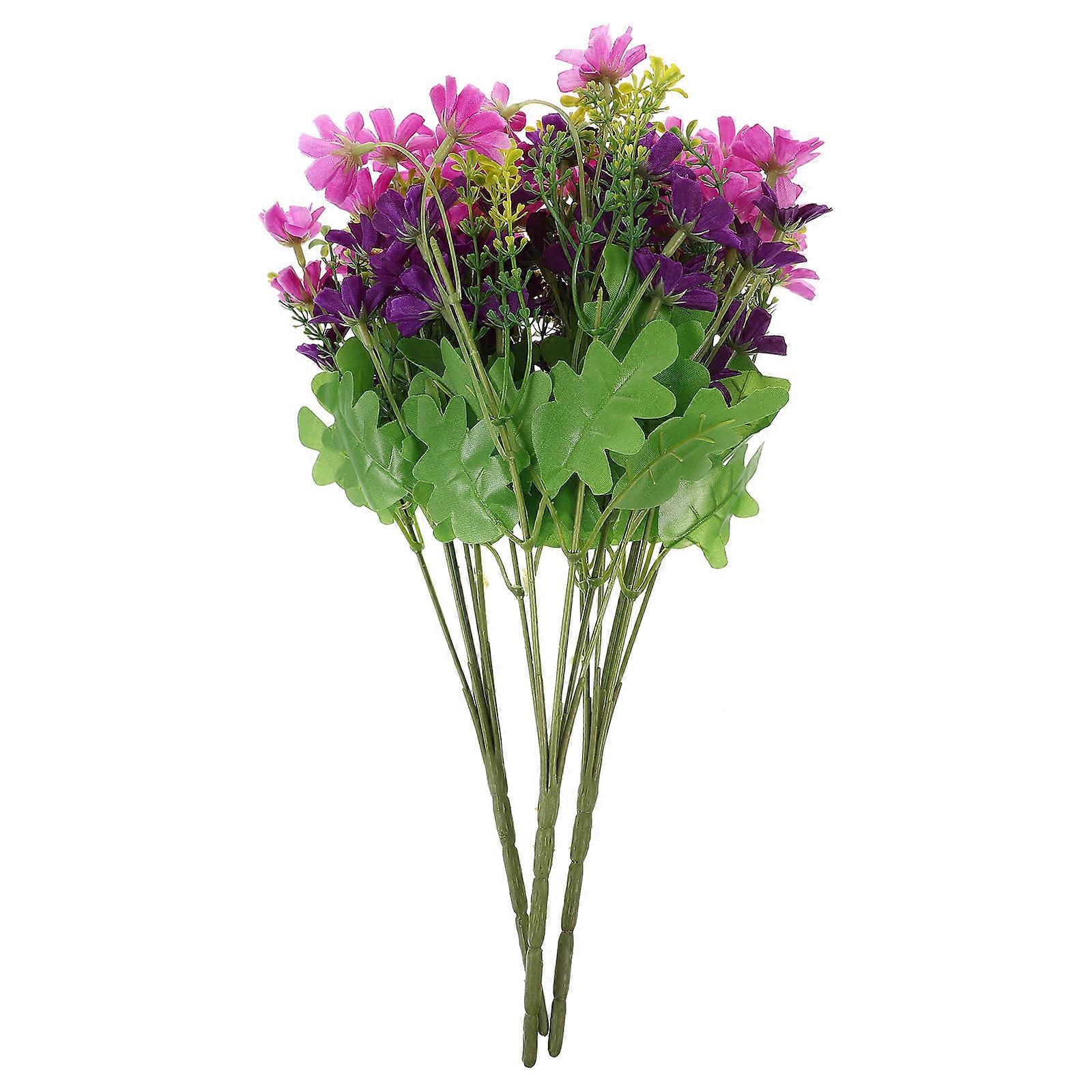 Crisantemo artificiale bouquet viola cluster plastica per caffè ristorante 3 pezzi