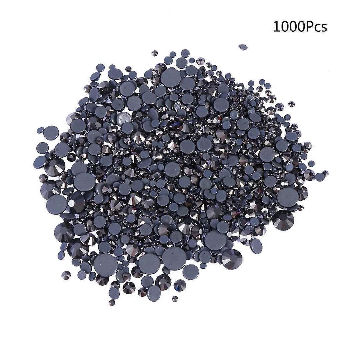 Craft Rhinestones Flatback Crystal Glass Beads Flat Back Grey Assorted Size For Diy Projects 1000Pcs/Set
