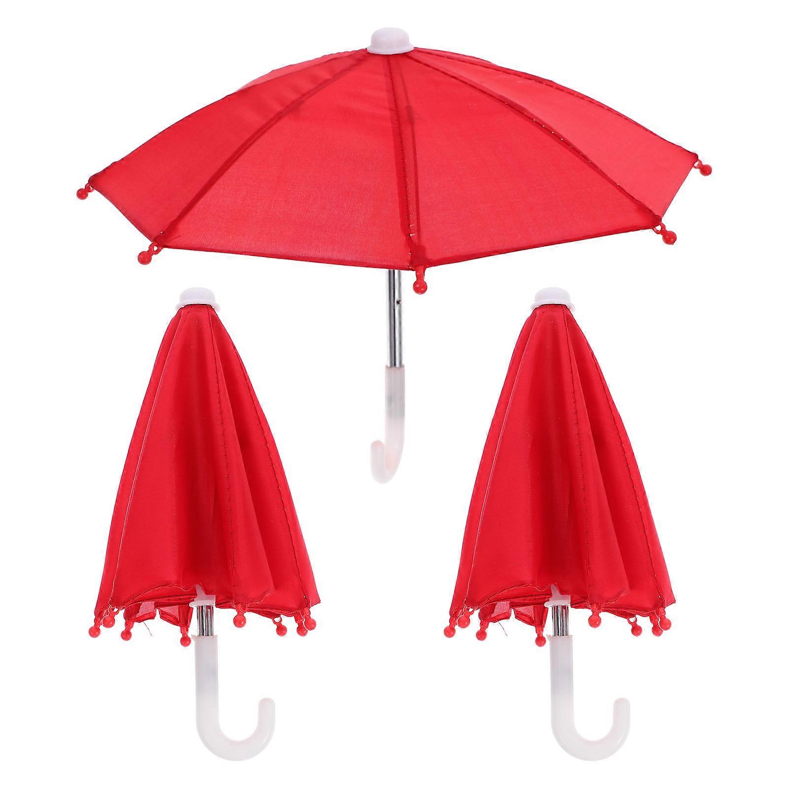 3pcs Mini Doll Umbrella Open for American Dolls, Tiny House Accessories for Realistic Play and Decor
