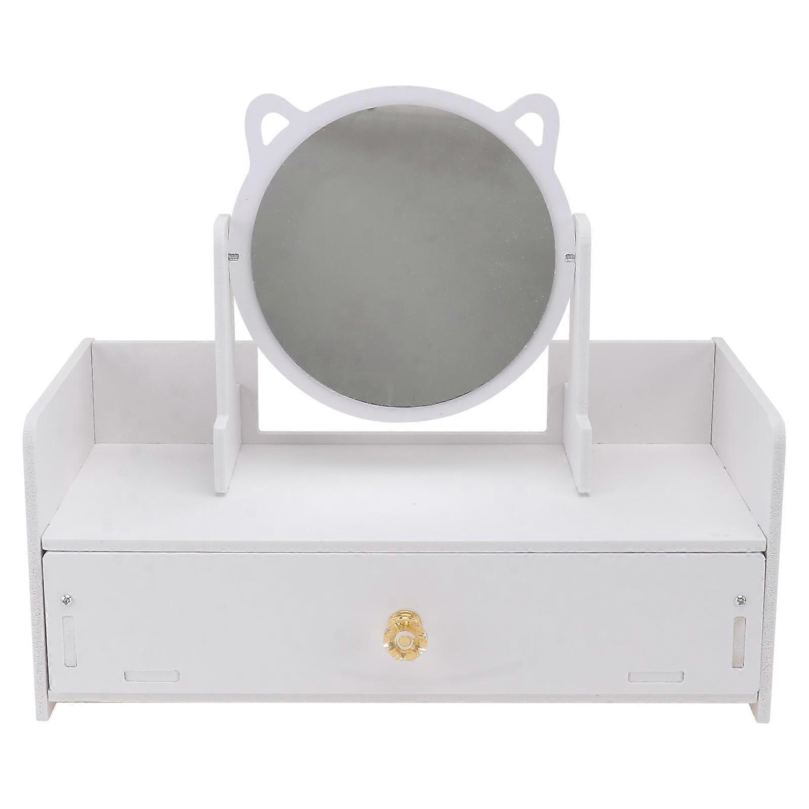 Desktop Makeup Mirror With Rotatable Clear And Single Storage Drawer Portable Large Cosmetic Organizer For Vanity Suitable For Home Office Dormitory