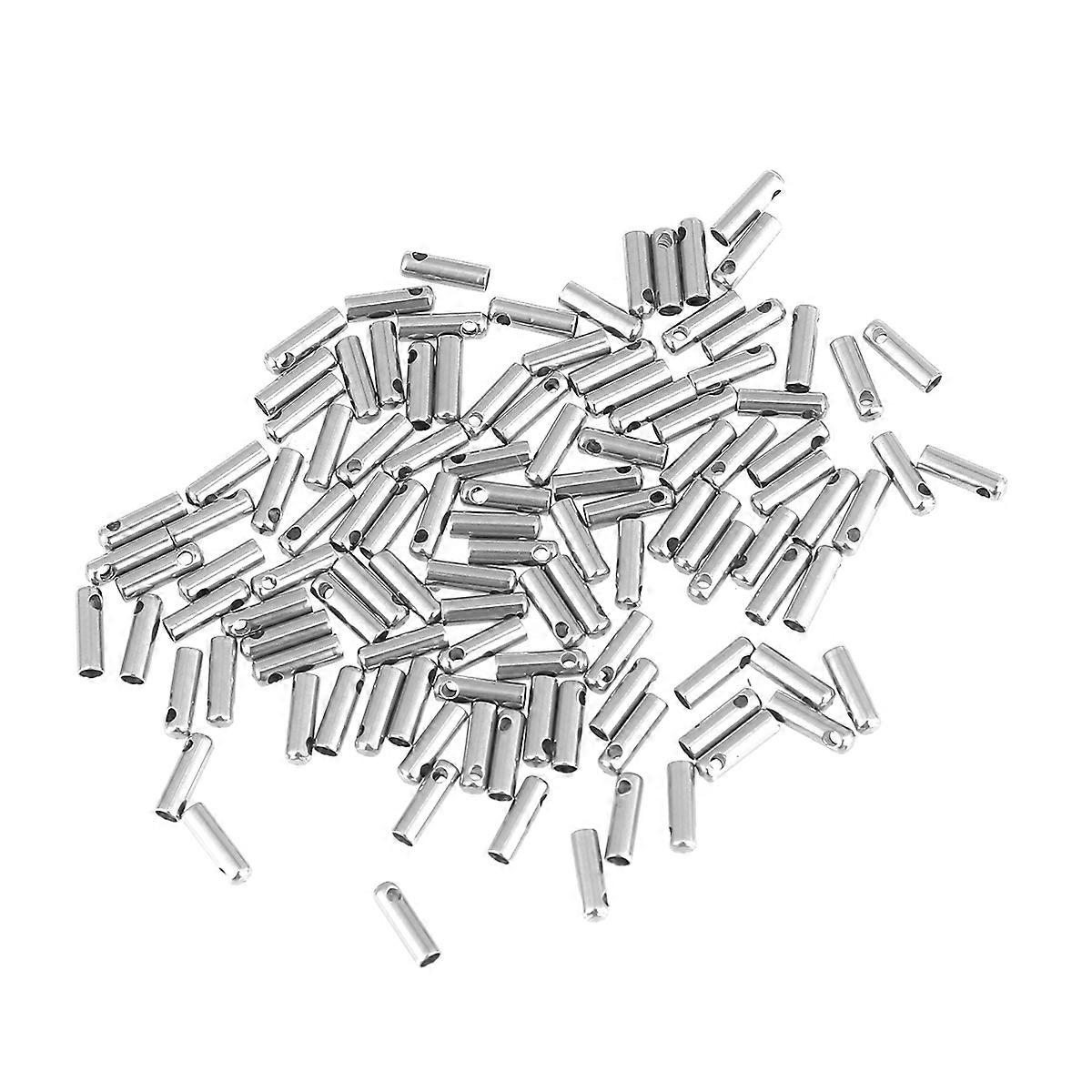 Jewelry Making Supplies Crimp Ends Stainless Steel Chain Connector Cord End Sealing Oval Flat Clamps with Pointy Tips and 100 Pcs