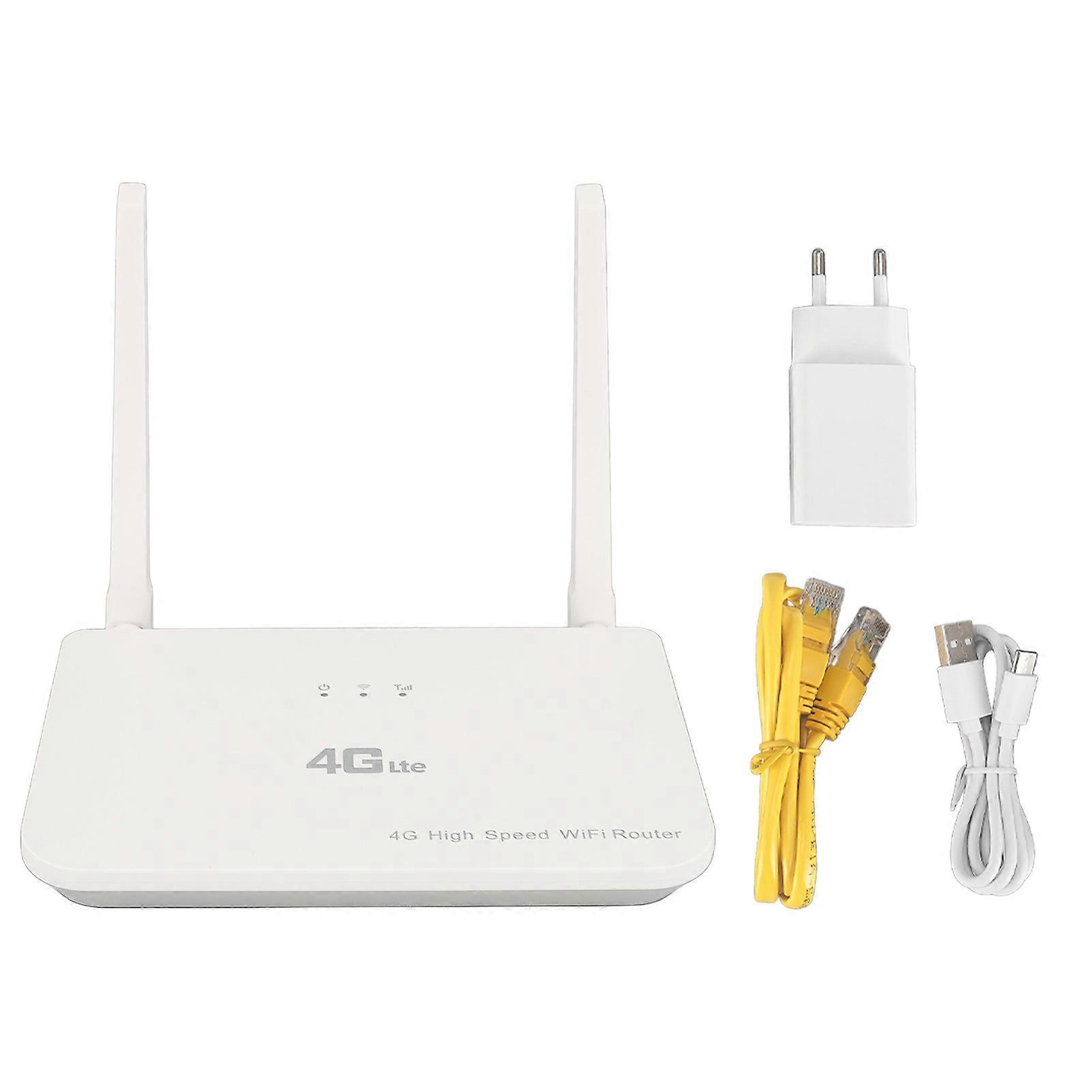 4G LTE Router 300Mbps 2 Antennas High Speed Portable WiFi Hotspot with Micro SIM Card Slot LAN WAN Ports for Home Office EU Plug 100‑240V