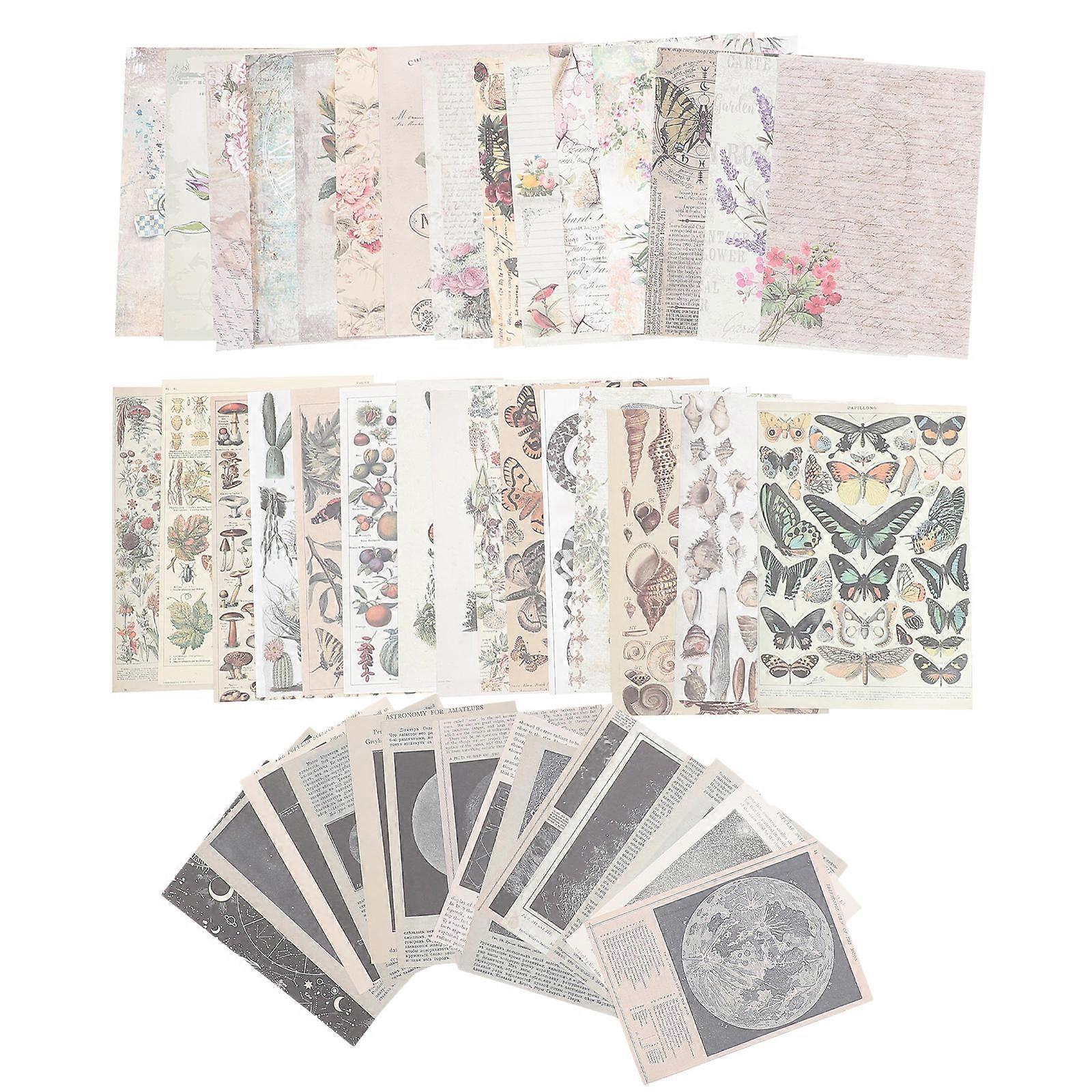 Decorative Craft Paper Hand Scrapbook Vintage Background Paper Trips Vacation Retro Style Wrapping Diy Projects 20X14cm 30Sheets