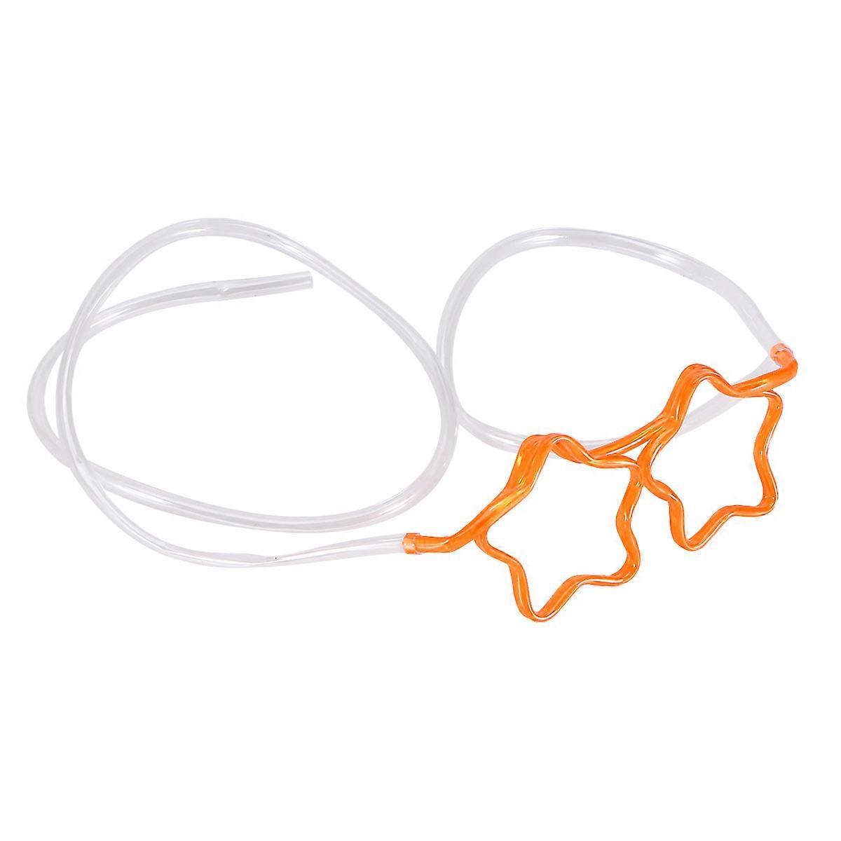 Kids Glasses Star Shape Drinking Straws For Party Attendees Orange 10Set