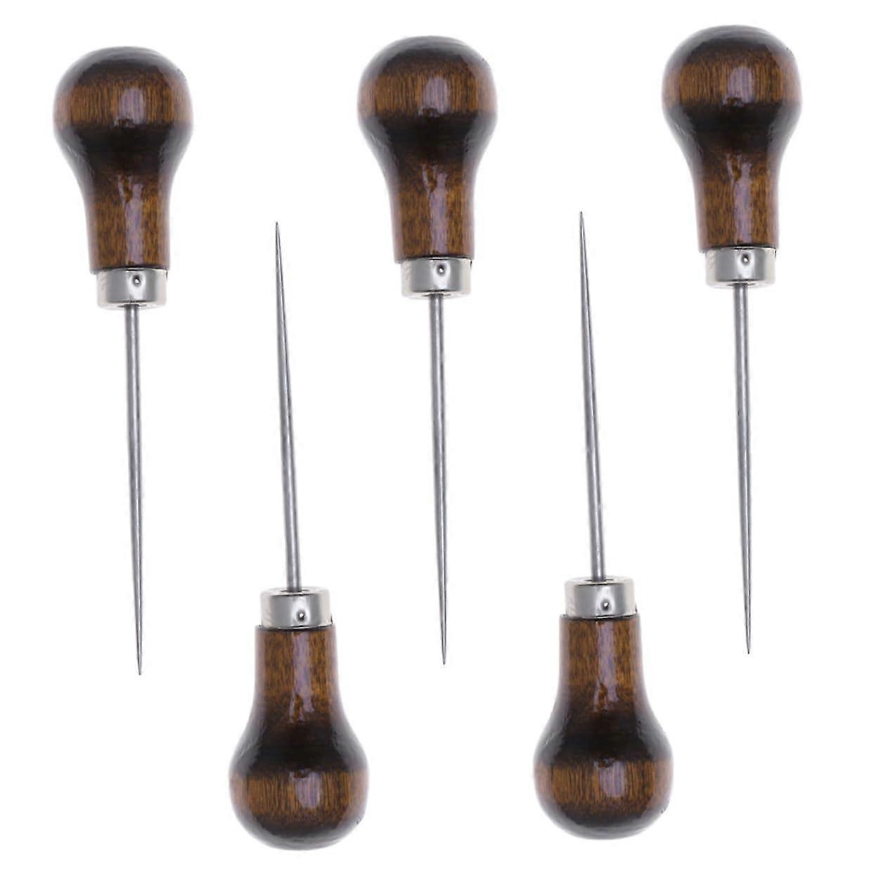 5-Piece Pumpkin Steel Awl Set for Sewing Cookie Decoration Tools - Crafting Awls with Wooden Handles for Precision Work