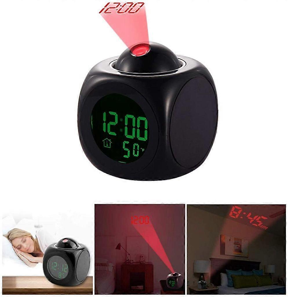Multifunction LED Projection Alarm Clock, Temperature Display, 12/24H Switchable